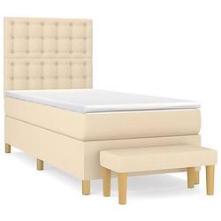 Foto van The living store boxspringbed classic - 203 x 90 x 118/128 cm - crème - pocketvering