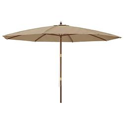 Foto van The living store parasol - bruin - houten frame - 400 x 273 cm - polyester