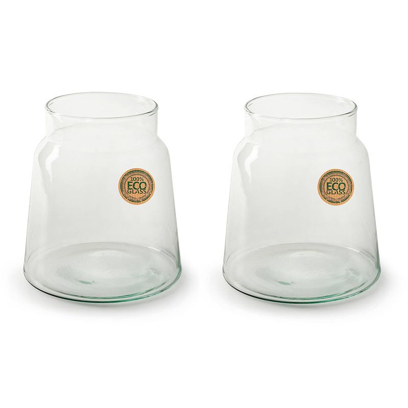 Foto van Set van 2x stuks bloemenvazen - eco glas transparant - h20 x d14.5 cm - vazen