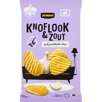 Foto van Jumbo chips ribbel knoflook & zout 150g