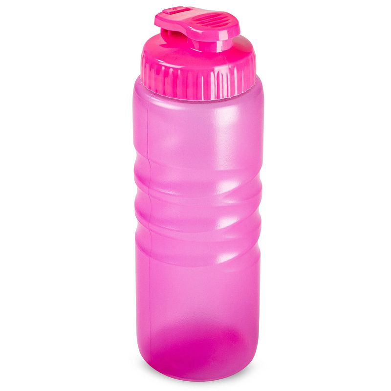 Foto van Plasticforte drinkfles/waterfles/bidon - 650 ml - transparant/roze - kunststof - drinkflessen