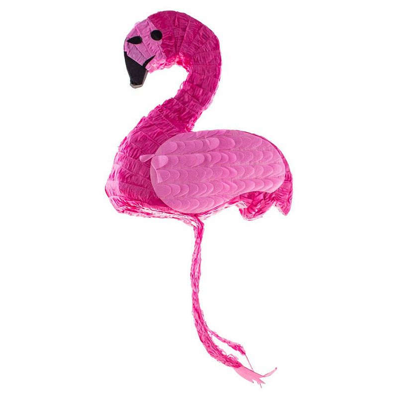 Foto van Pinata van papier - flamingo thema - 48 x 40 cm - feestartikelen verjaardag - pinatas