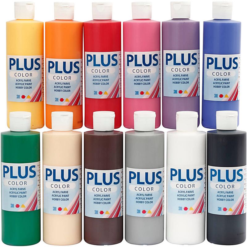 Foto van Packlinq plus color acrylverf. standaardkleuren. 12x250 ml/ 1 doos