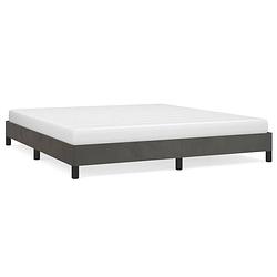 Foto van The living store bedframe donkergrijs 203x183x25 cm - zacht fluweel - ondersteunende poten - multiplex lattenbodem