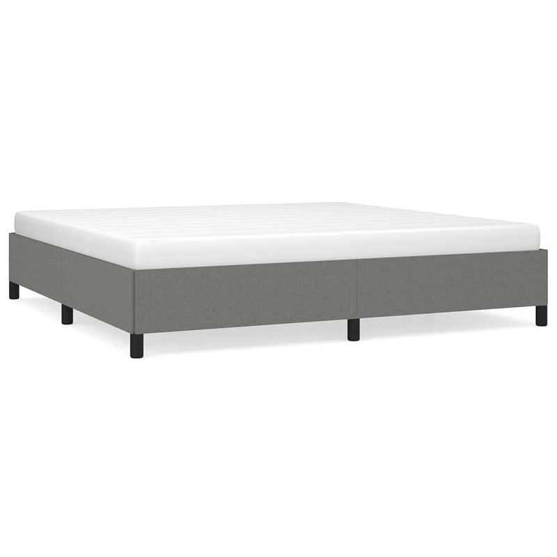 Foto van The living store bedframe - donkergrijs - 203 x 203 x 35 cm - stof - multiplex - bewerkt hout