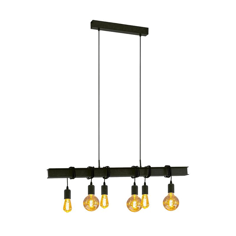 Foto van Eglo townshend 6 hanglamp - e27 - 100,5 cm - zwart