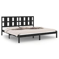 Foto van The living store houten bedframe - massief grenenhout - 205.5 x 185.5 x 100 cm - zwart