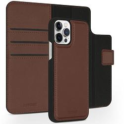 Foto van Accezz premium leather 2 in 1 wallet book case voor apple iphone 12 (pro) telefoonhoesje bruin