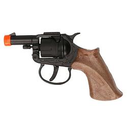 Foto van Politie verkleed speelgoed revolver/pistool metaal 8 schots plaffertjes - verkleedattributen