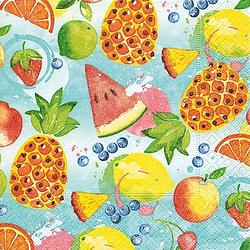 Foto van 20x tropisch fruit zomer thema servetten 33 x 33 cm - feestservetten