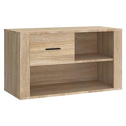 Foto van The living store schoenenkast sonoma eiken - 80 x 35 x 45 cm - stevig en vochtbestendig