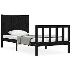 Foto van The living store bedframe - massief grenenhout - 195.5 x 80.5 x 100 cm - zwarte kleur