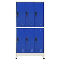 Foto van The living store lockerkast - modern - opbergkast - 90 x 45 x 180 cm - staal - grijs/blauw