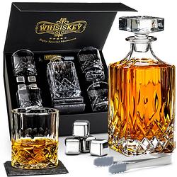 Foto van Whisiskey whiskey karaf - klassiek - whiskey glazen - luxe whiskey karaf set - 0,8 l - decanteer set - whisky set - incl