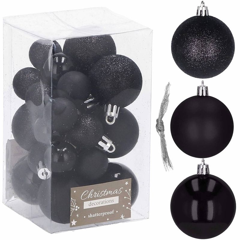 Foto van Kerstballen 25 stuks 2,5 cm/4 cm zwart tinten