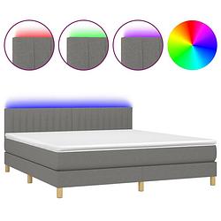 Foto van Vidaxl boxspring met matras en led stof donkergrijs 180x200 cm