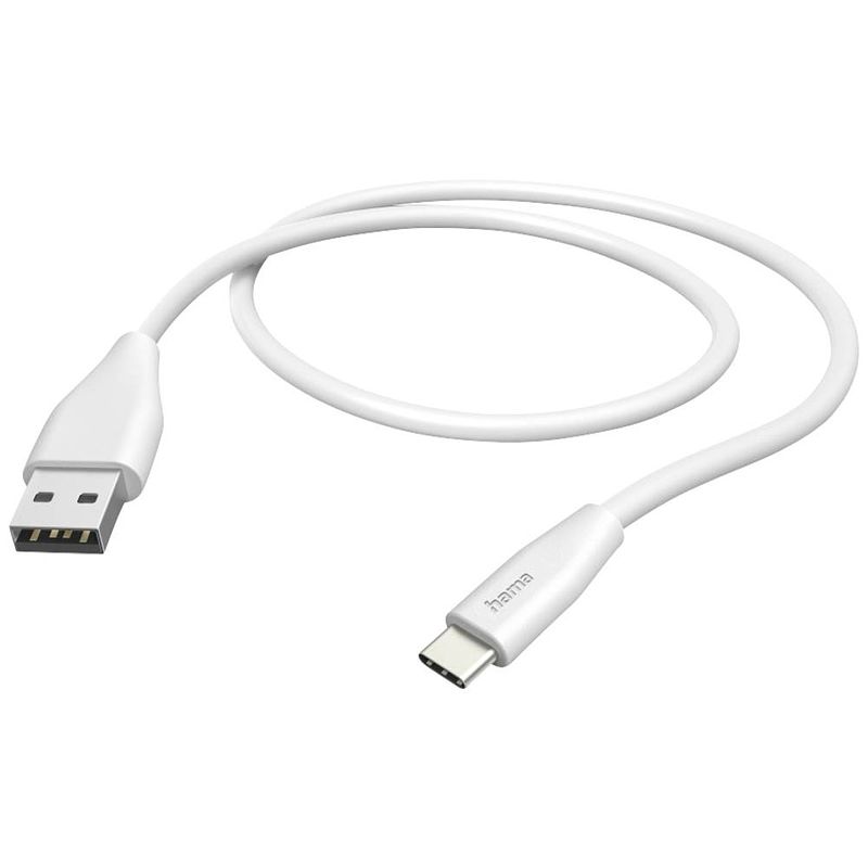 Foto van Hama usb-laadkabel usb 2.0 usb-a stekker, usb-c stekker 1.5 m wit 00201596