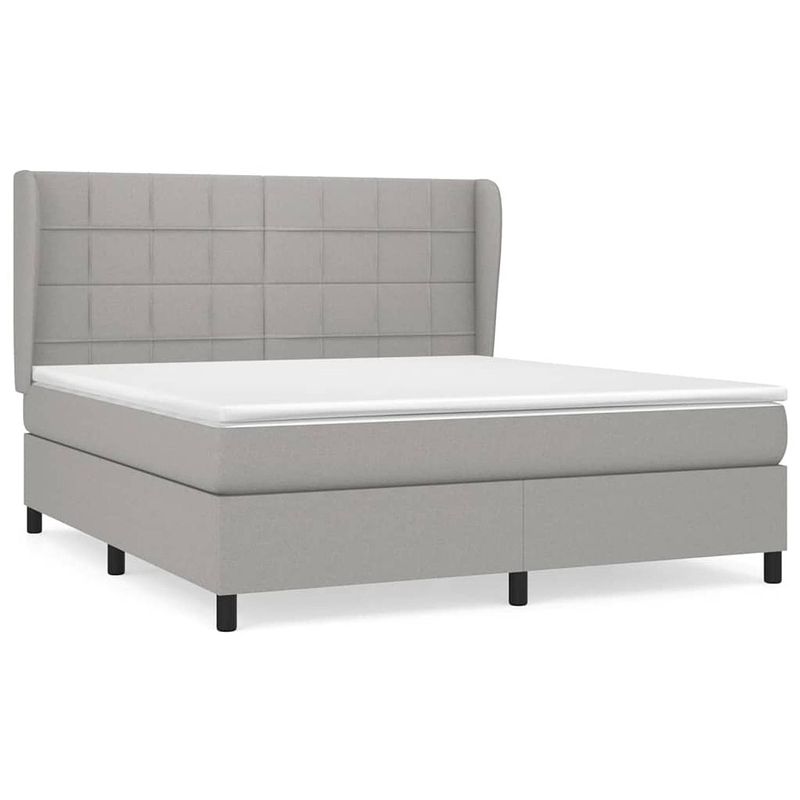 Foto van The living store boxspringbed - comfort - bed - 160x200cm - lichtgrijs - pocketvering matras - middelharde