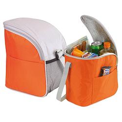 Foto van Kleine koeltas/lunch tas model glaciaal - 2x - 23 x 16 x 26 cm - 1 vaks - oranje/grijs - 9 liter - koeltas