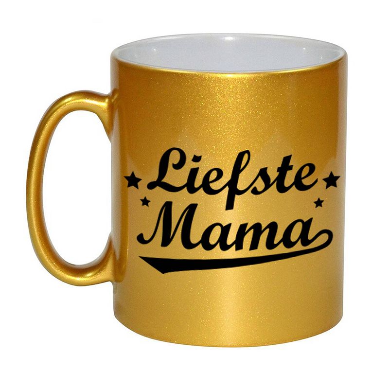 Foto van Liefste mama gouden mok / beker voor moederdag 330 ml - feest mokken