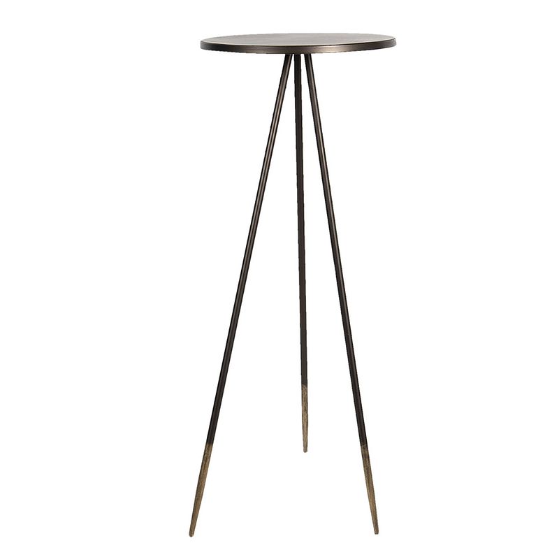 Foto van Clayre & eef bijzettafel ø 50*100 cm zwart ijzer rond side table tafeltje zwart side table tafeltje