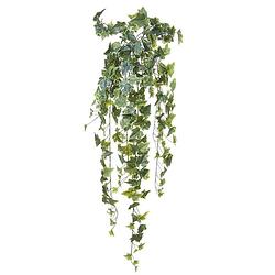 Foto van Louis maes kunstplant met blaadjes hangplant klimop/hedera - groen/wit - 105 cm - kunstplanten