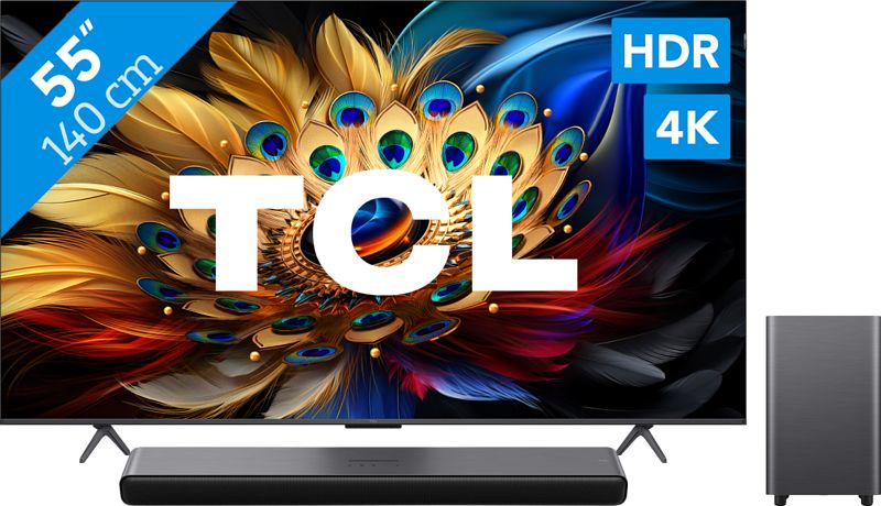 Foto van Tcl qled 55c61b (2024) + soundbar