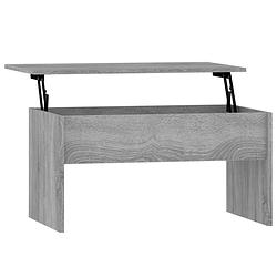 Foto van The living store salontafel lift-top - bewerkt hout - 80 x 50.5 x 41.5 cm - grijs sonoma eiken