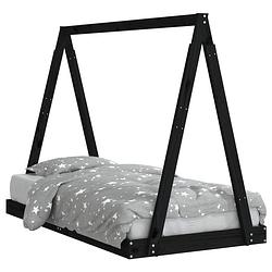 Foto van Vidaxl kinderbedframe 80x160 cm massief grenenhout zwart