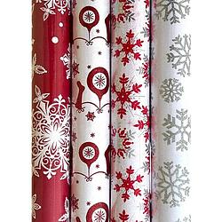 Foto van Assortiment luxe kerst inpakpapier cadeaupapier met foliedruk en glitter - 150 x 70 cm - 3 rollen