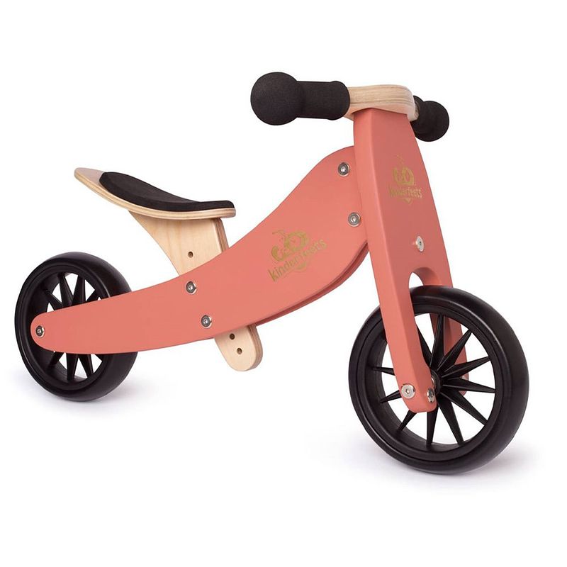 Foto van Kinderfeets 2-in-1 houten loopfiets & driewieler tiny tot - coral