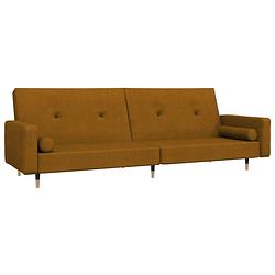 Foto van The living store slaapbank - bruin fluweel - 220 x 84.5 x 69 cm - multifunctionele bedbank