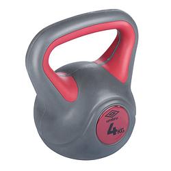 Foto van Umbro kettlebell 4kg - instapgewicht vrouw - rehabilitatie - kunststof gewicht - grijs/ rood