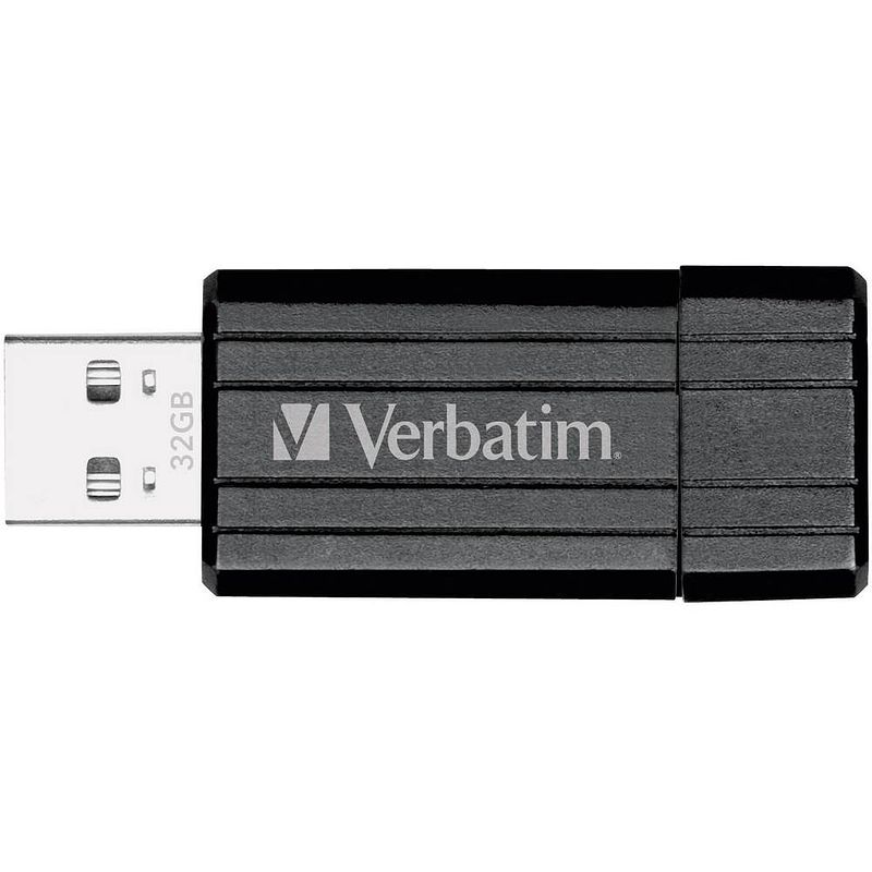 Foto van Verbatim pinstripe usb 2.0 stick, 32 gb, zwart