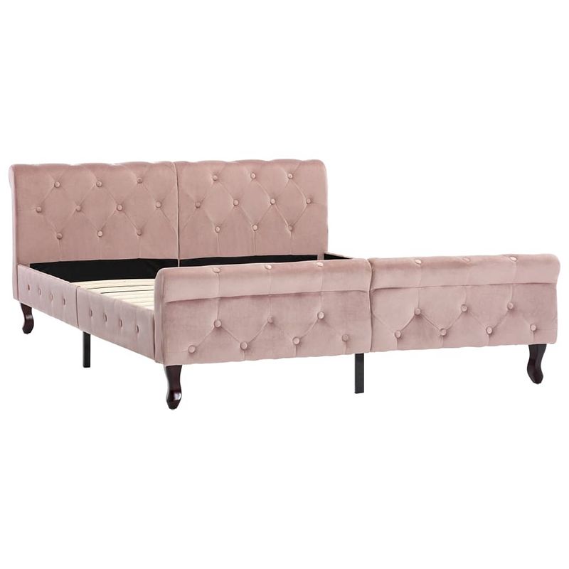 Foto van The living store bedframe fluweel roze 140x200 cm - bed