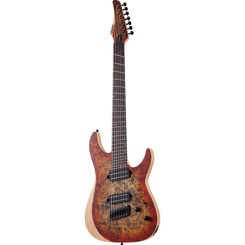 Foto van Schecter reaper-7 multiscale satin inferno burst