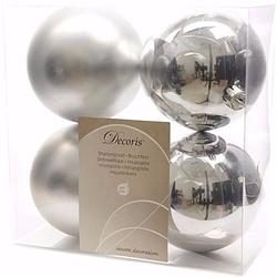 Foto van Ambiance christmas kerstboom decoratie kerstballen 10 cm zilver 4 stuks - kerstbal