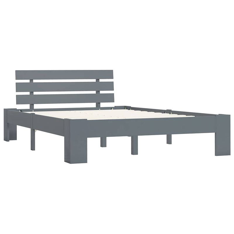 Foto van The living store bedframe grenenhout - grijs - 213x125x66cm - geschikt voor 120x200cm matras - massief hout