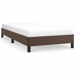 Foto van The living store bedframe kunstleer bruin 203x103x25 cm - stabiele poten - multiplex lattenbodem