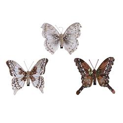 Foto van Decoris - vlinder veer clip l12h10 cm assorti 3st