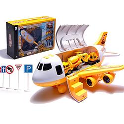 Foto van Speelgoed vliegtuig met licht en geluid + 3 bouw auto voertuigen