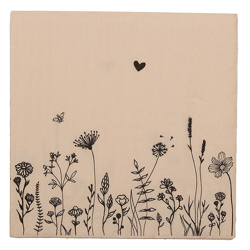 Foto van Haes deco - set van 4 wegwerpservetten - 33x33 cm (20 stuks in verpakking) - papier - flora and fauna