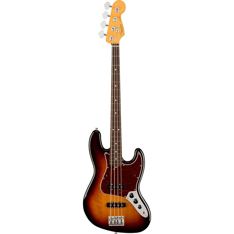 Foto van Fender american professional ii jazz bass 3-tone sunburst rw elektrische basgitaar met koffer