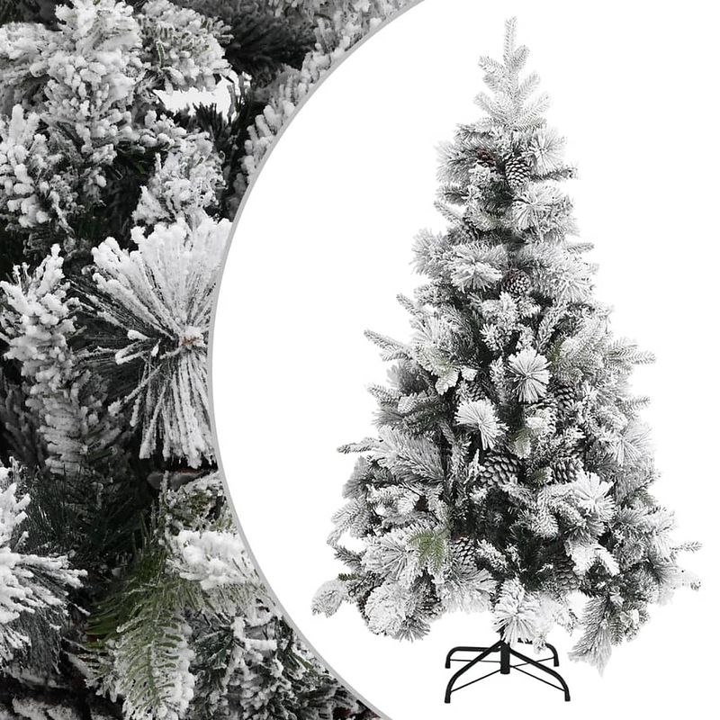 Foto van Vidaxl kerstboom met dennenappels en sneeuw 195 cm pvc en pe