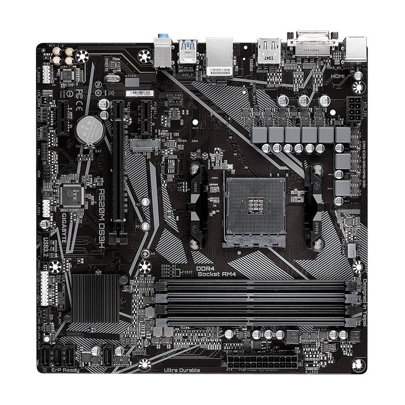 Foto van Gigabyte a520m ds3h (rev. 1.x) moederbord socket amd am4 vormfactor micro-atx