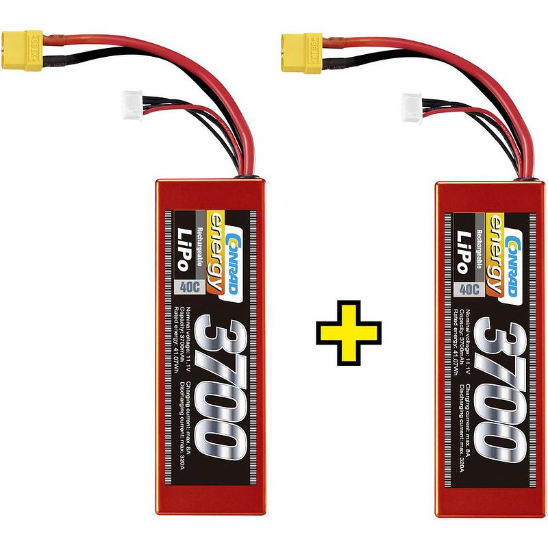 Foto van Conrad energy lipo accupack 11.1 v 3700 mah aantal cellen: 3 40 c hardcase xt90