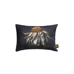 Foto van Ptmd hava black cotton velvet cushion daisy flower l