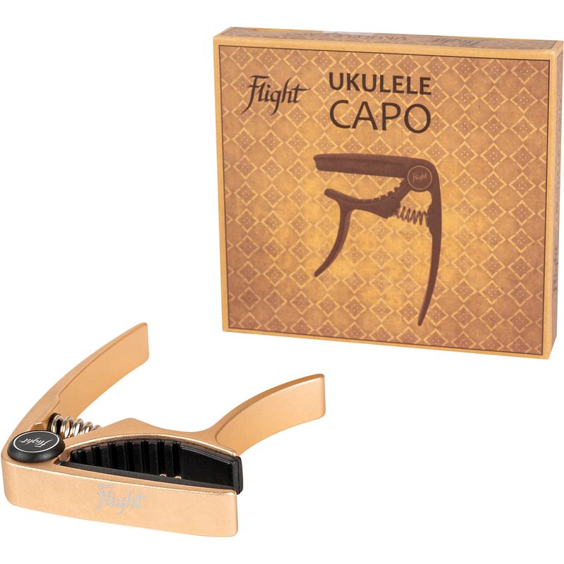 Foto van Flight fc-gd ukulele capo gold - capo voor ukelele goud