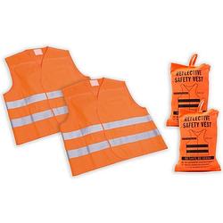 Foto van 2x veiligheidsvest in mooi zak oranje veilig safety veiligheidshesje bouw verkeer veiligheidsvest voor veiligheidsw
