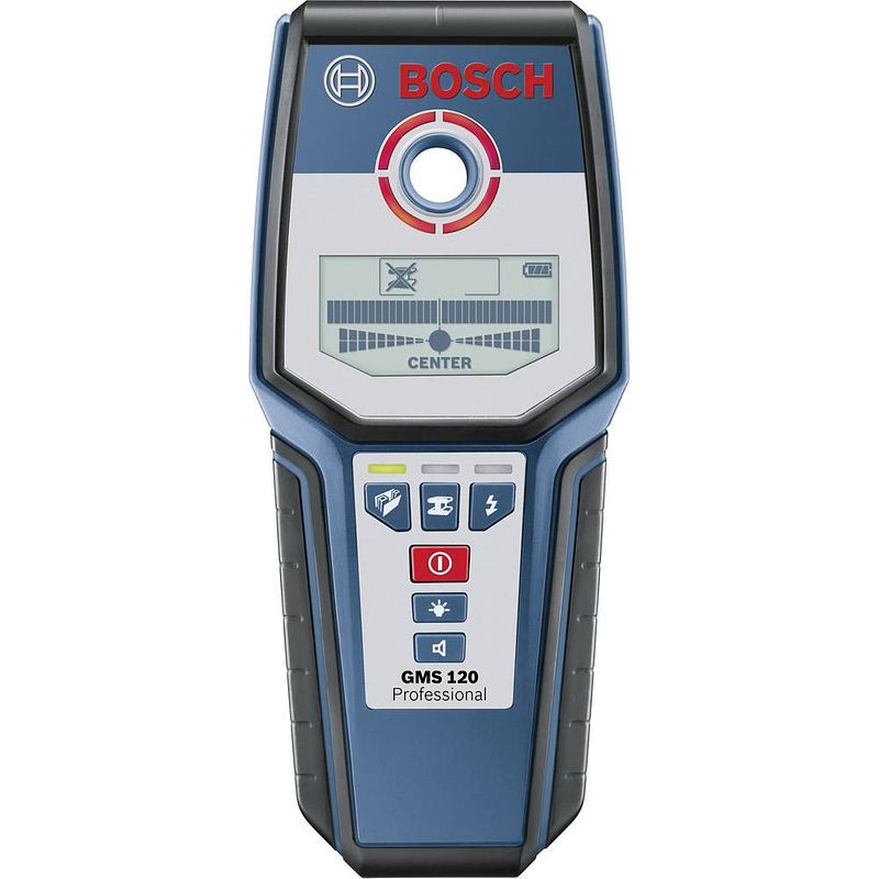 Foto van Bosch professional gms 120 detectieapparaat 0601081000 detectiediepte (max.) 120 mm geschikt voor hout, ferrometaal, non-ferrometaal, spanningsvoerende kabels